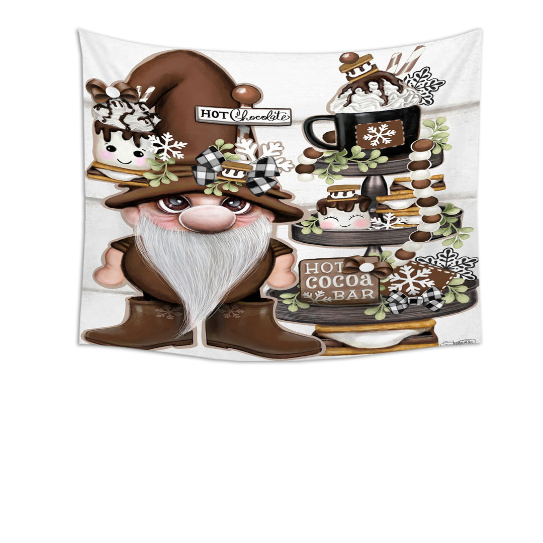 Cute Hot Chocolate and Smores Gnome Tapestry Home Decor