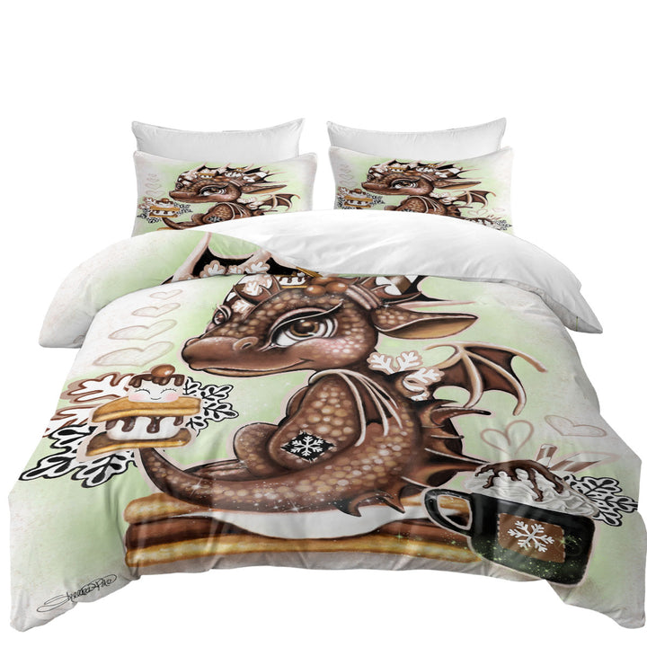 Cute Hot Chocolate and Smores Lil Dragon Coverlet