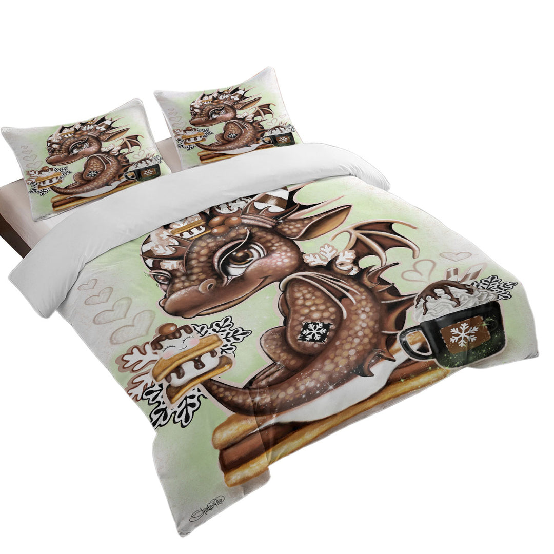 Cute Hot Chocolate and Smores Lil Dragon Good Duvet Covers