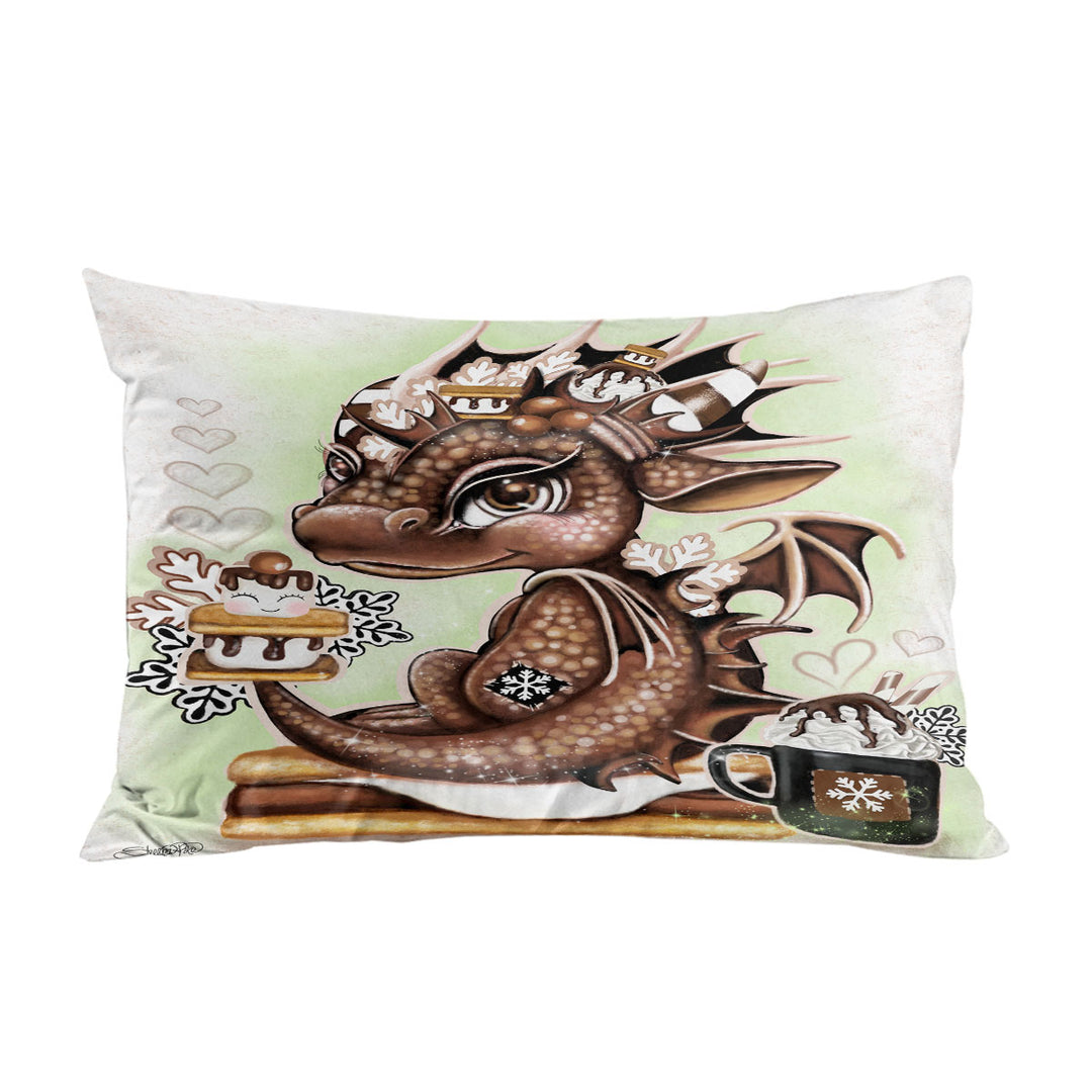 Cute Hot Chocolate and Smores Lil Dragon King Pillow Cases