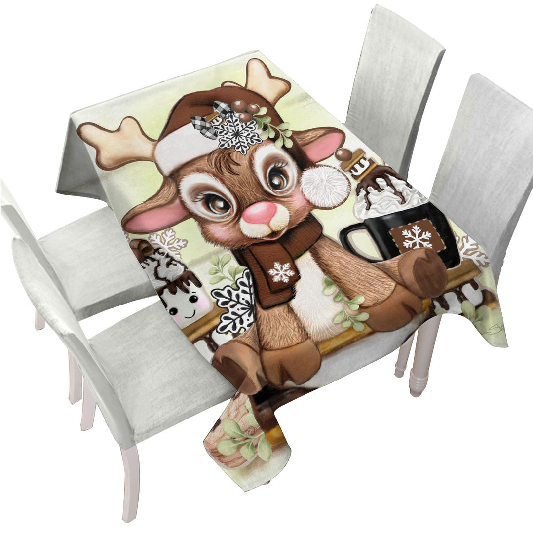 Cute Hot Chocolate and Smores Reindeer Tablecloths