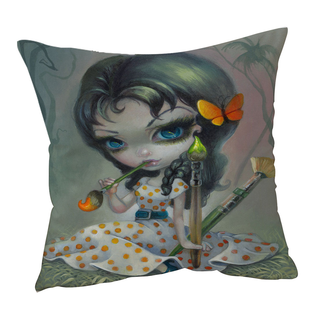 Cute Kids Art Adorable Little Painting Pixie Cushion Covers