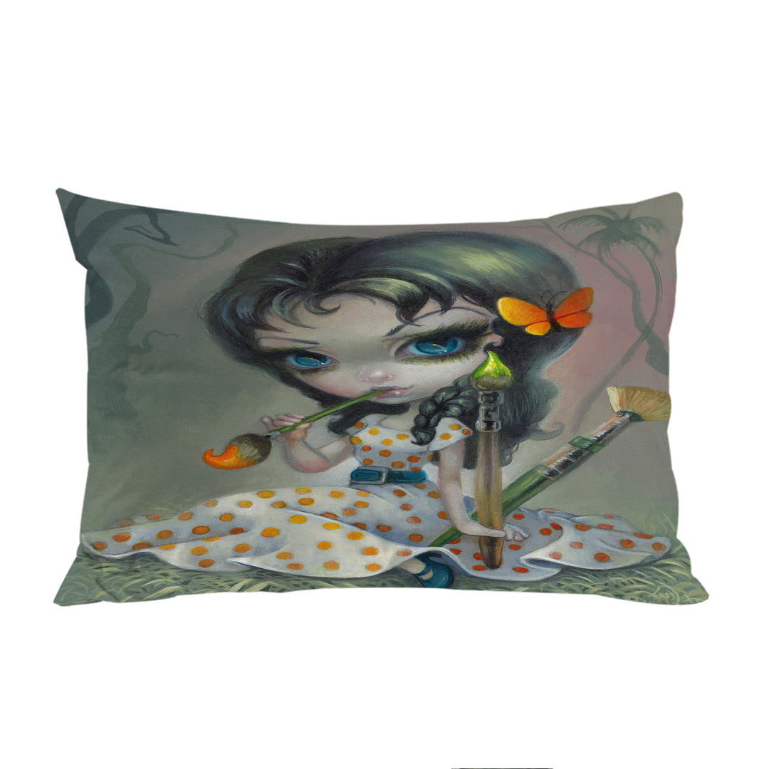 Cute Kids Art Adorable Little Painting Pixie throw pillow case covers