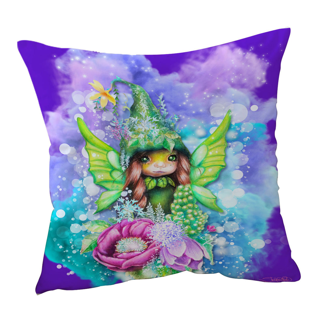 Cute Kids Art Flowery Little Pixie Cushion