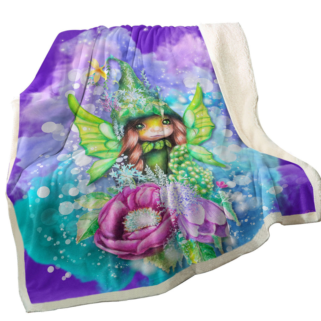 Cute Kids Art Flowery Little Pixie Fleece Blankets