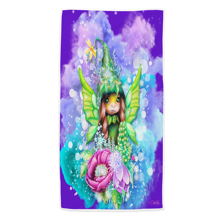 Cute Kids Art Flowery Little Pixie Microfiber Beach Towel