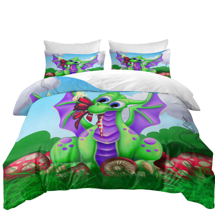 Cute Kids Mushroom and Dragon Coverlets