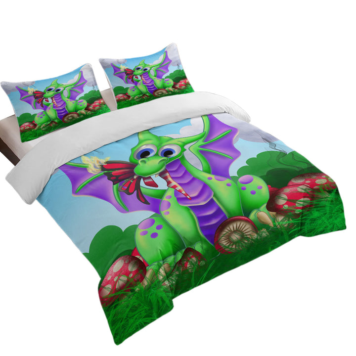 Cute Kids Mushroom and Dragon Good Duvet Covers