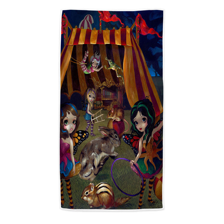 Cute Kids Pool Towels Art the Fairy Circus