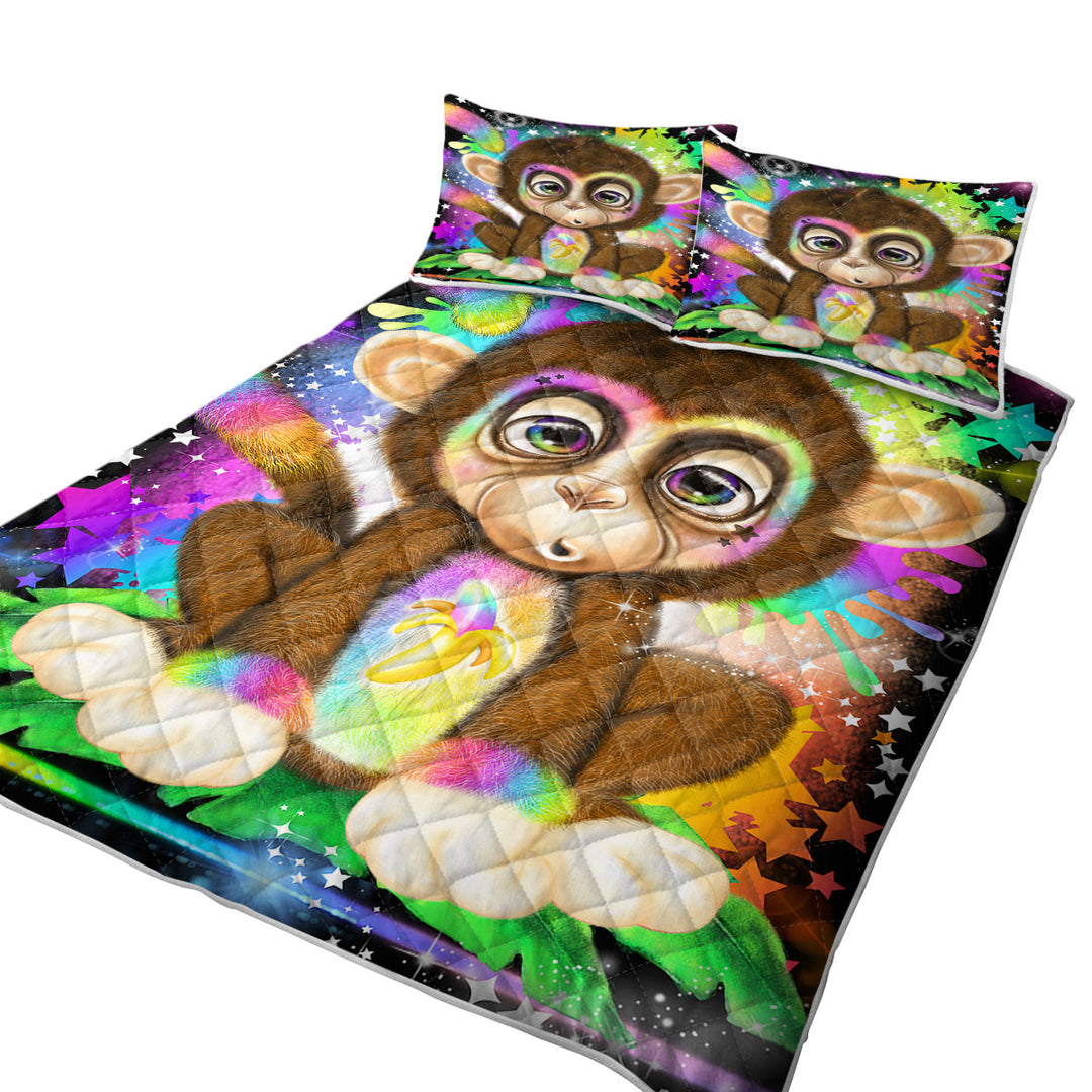 Cute Kids Rainbow Lil Monkey Coverlet