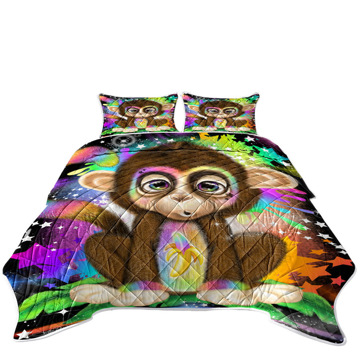 Cute Kids Rainbow Lil Monkey Coverlets