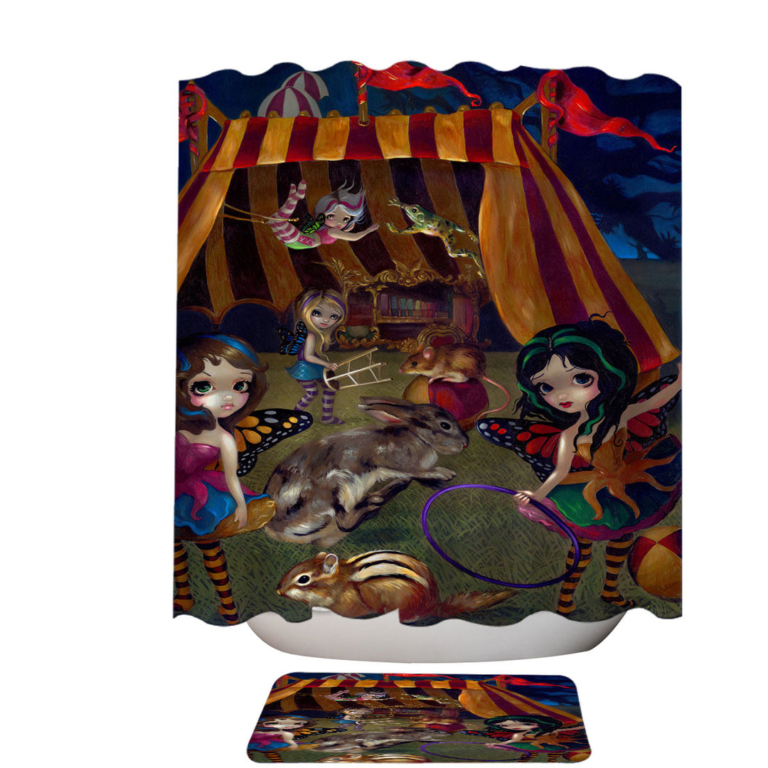 Cute Kids Shower Curtains Art the Fairy Circus