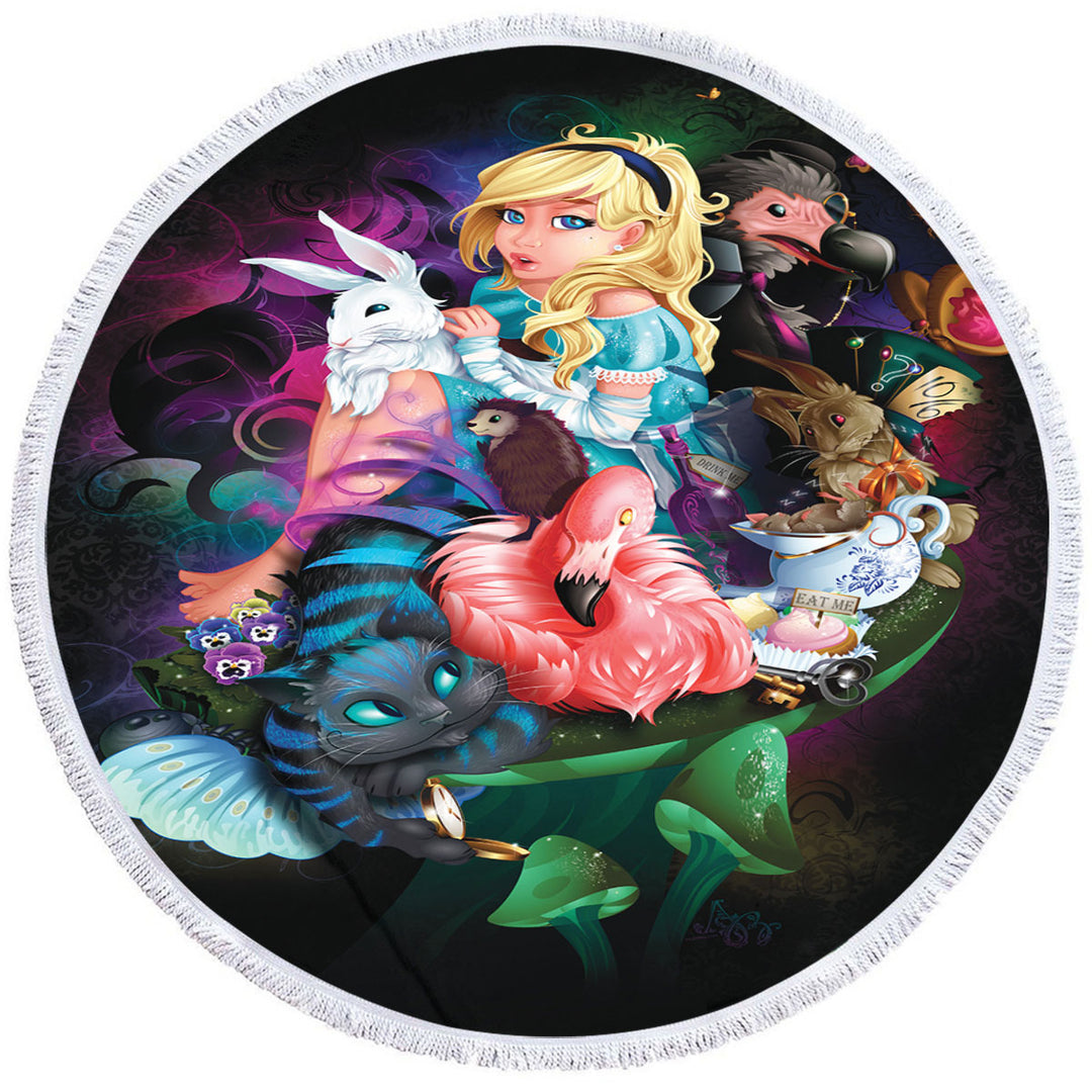 Cute Kids Travel Beach Towel Fantasy Art Alice Adventures