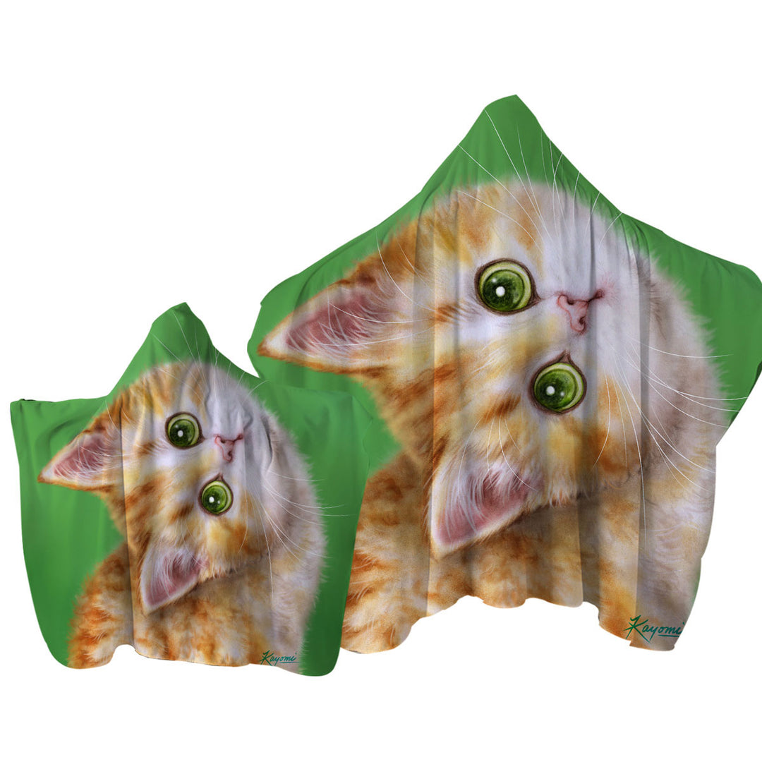 Cute Kittens Drawings Ginger Tabby Kitty Cat Towel Hoodie