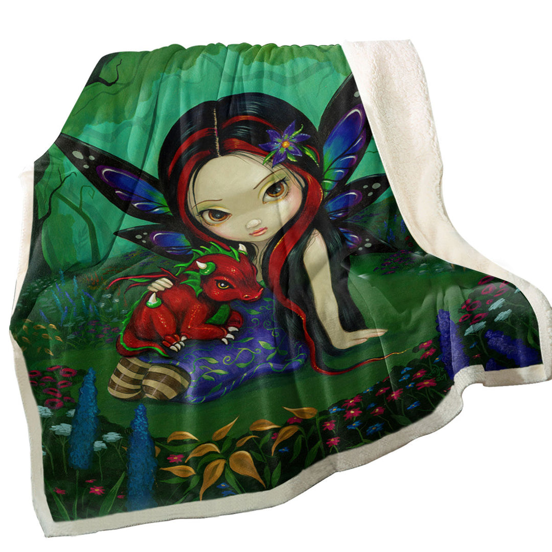 Cute Lightweight Blankets Forest Fairy in the Dragonling Garden