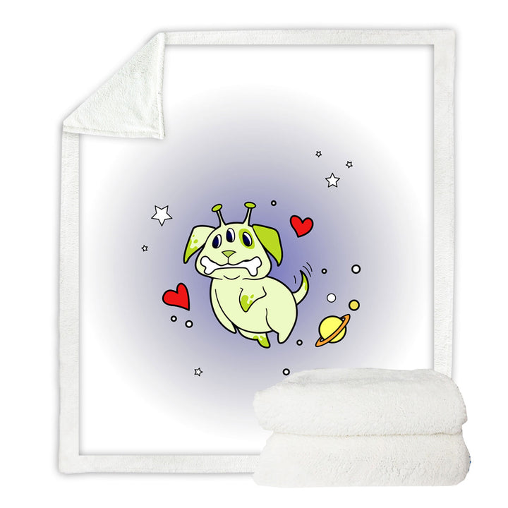 Cute Lightweight Blankets with Alien Dog in Space