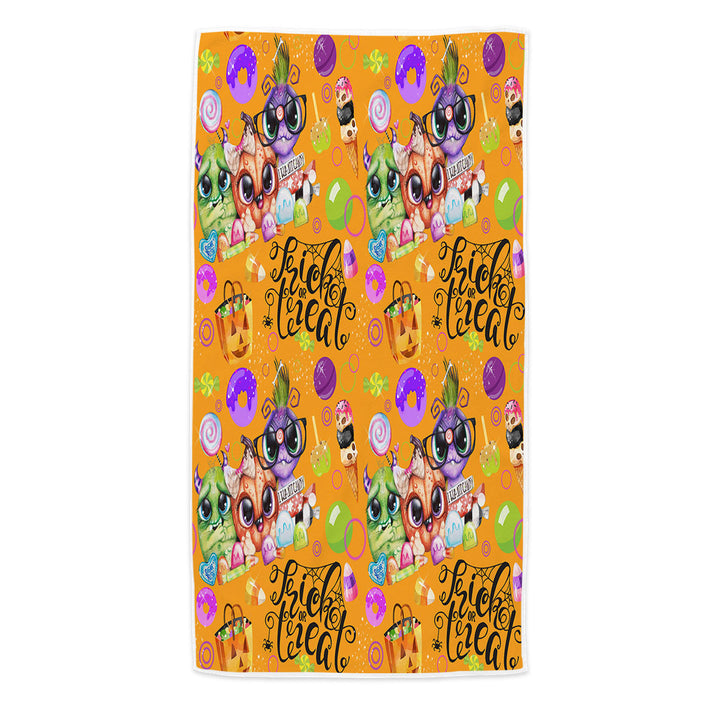 Cute Lil Monsters Halloween Pattern Beach Towel