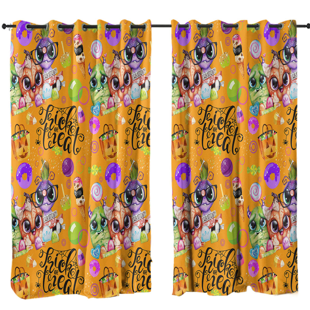 Cute Lil Monsters Halloween Pattern Curtains for Living Room