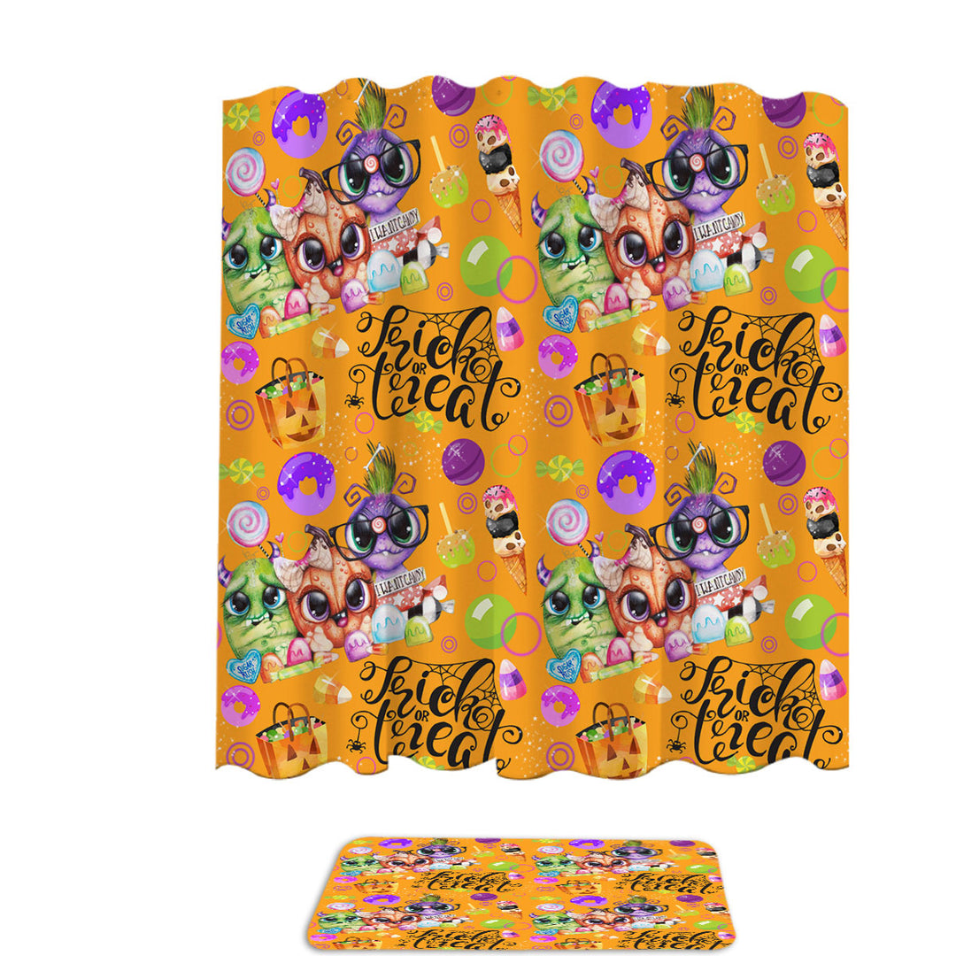 Cute Lil Monsters Halloween Pattern Shower Curtain