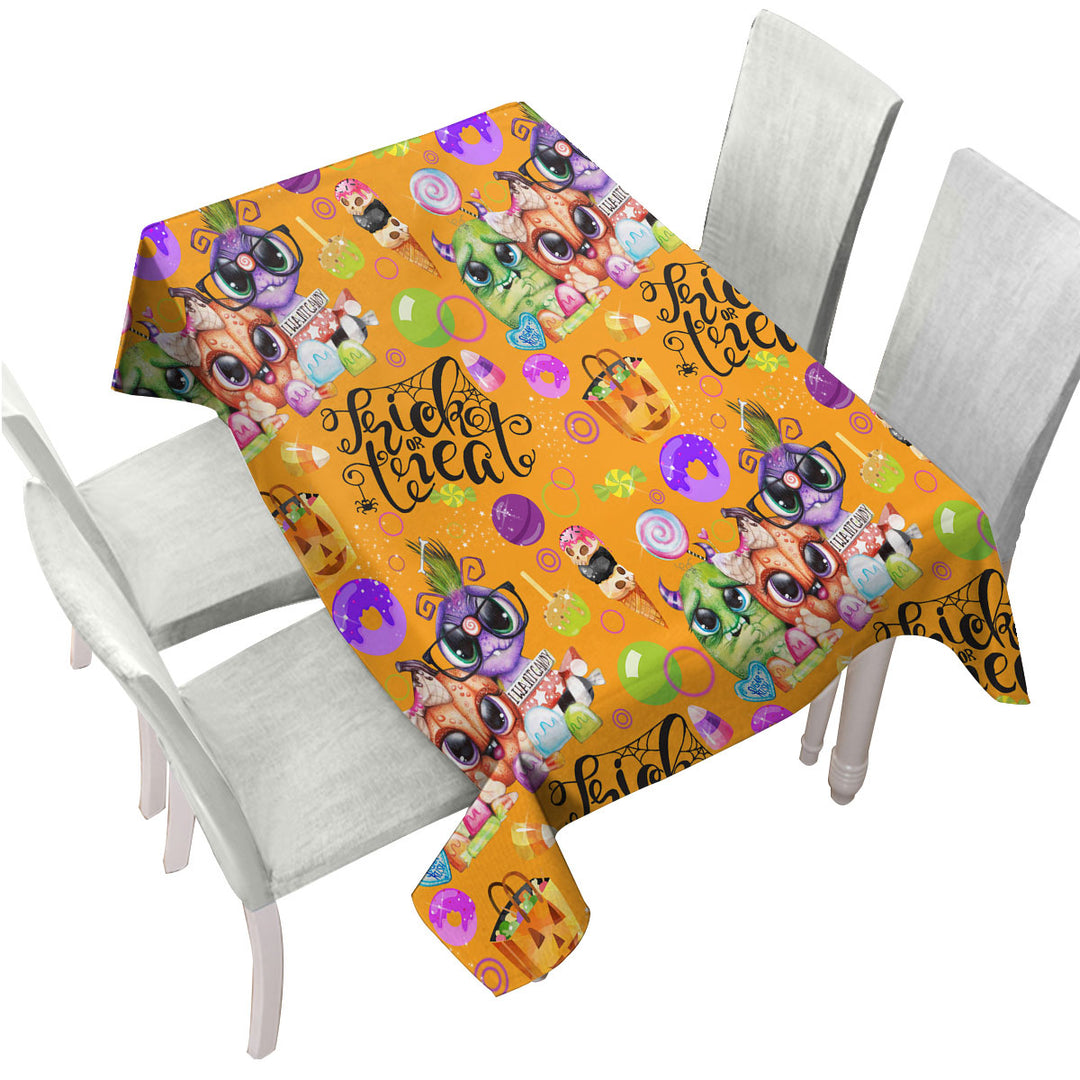 Cute Lil Monsters Halloween Pattern Tablecloth