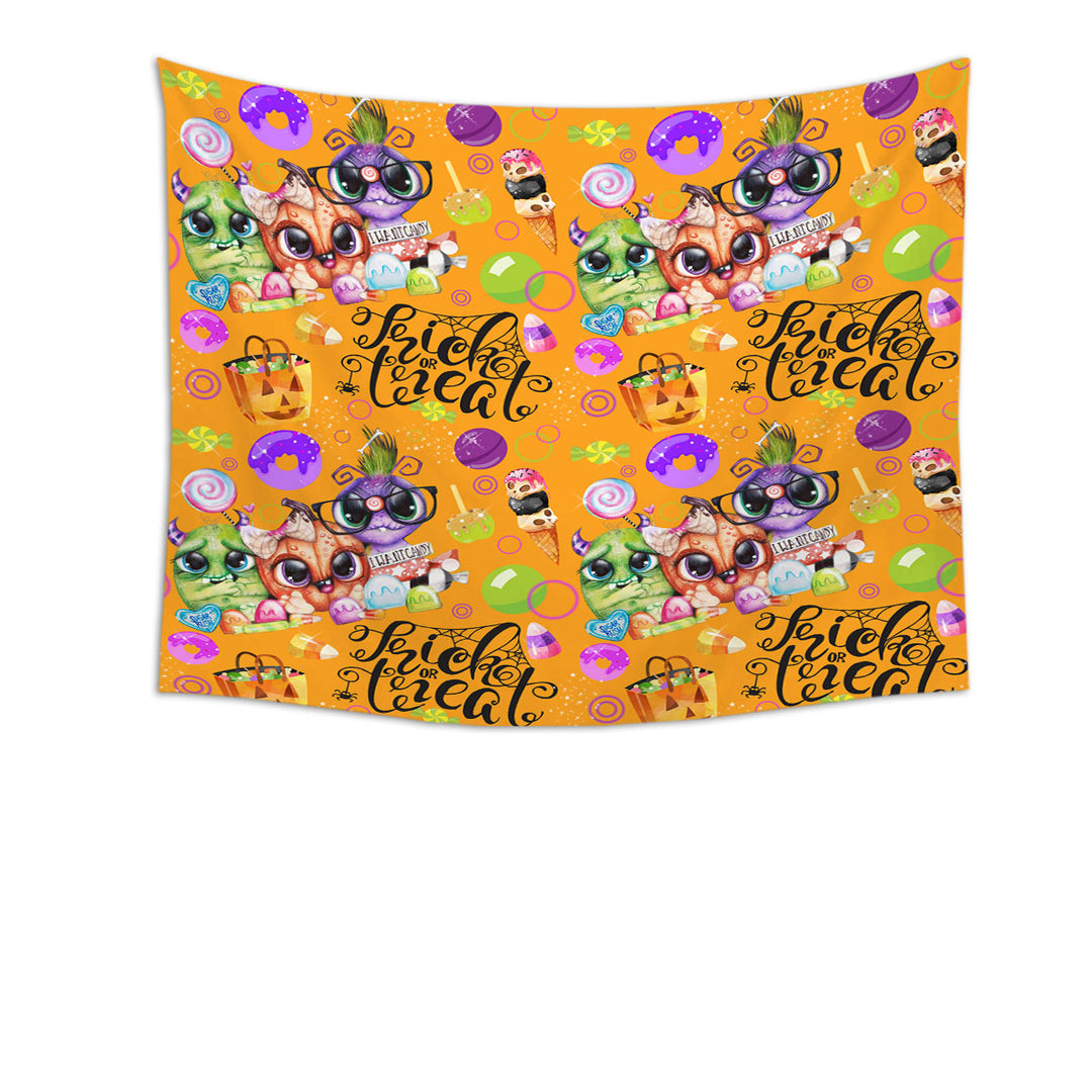 Cute Lil Monsters Halloween Pattern Wall Decor Tapestry