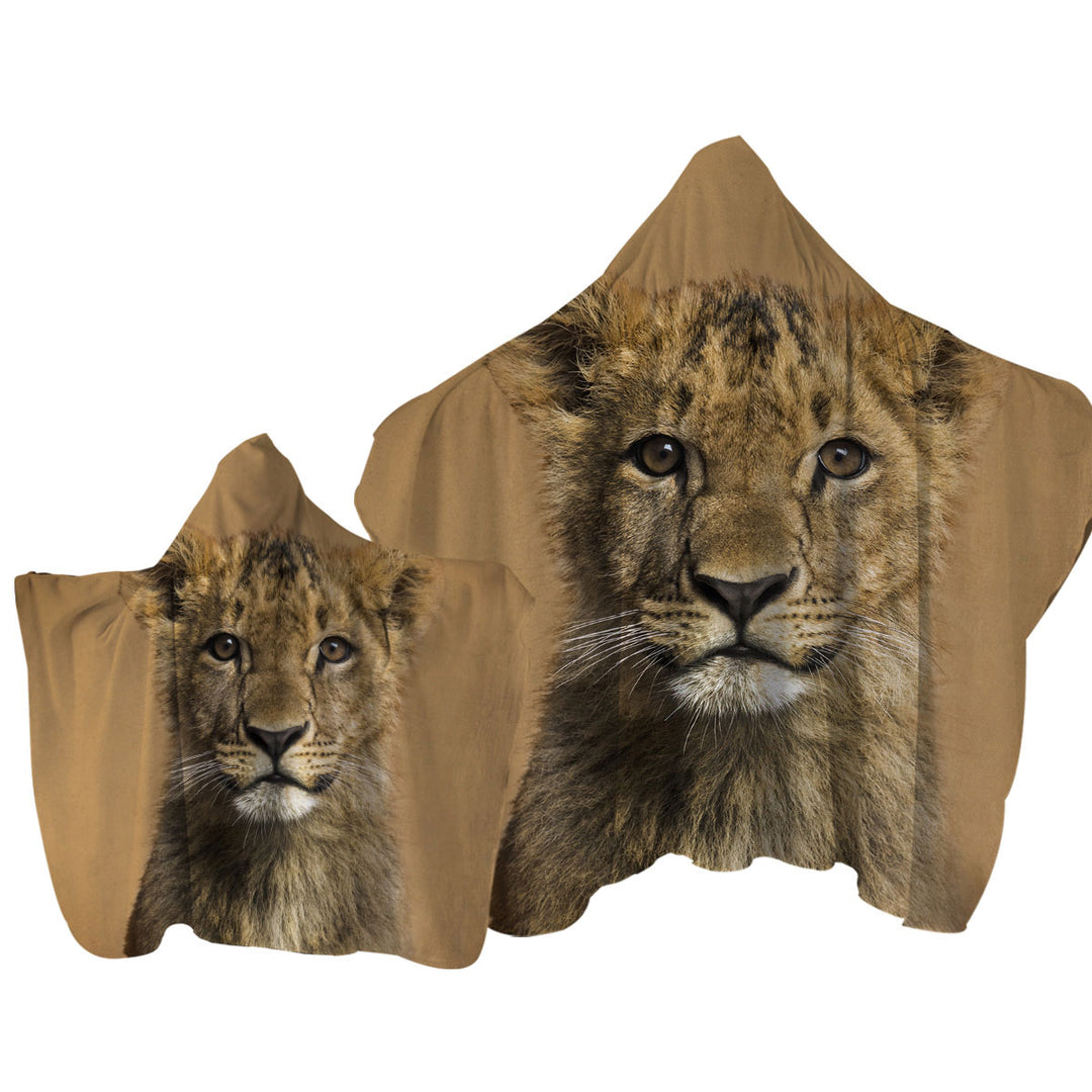 Cute Lion Cub Portrait Towel with Hood