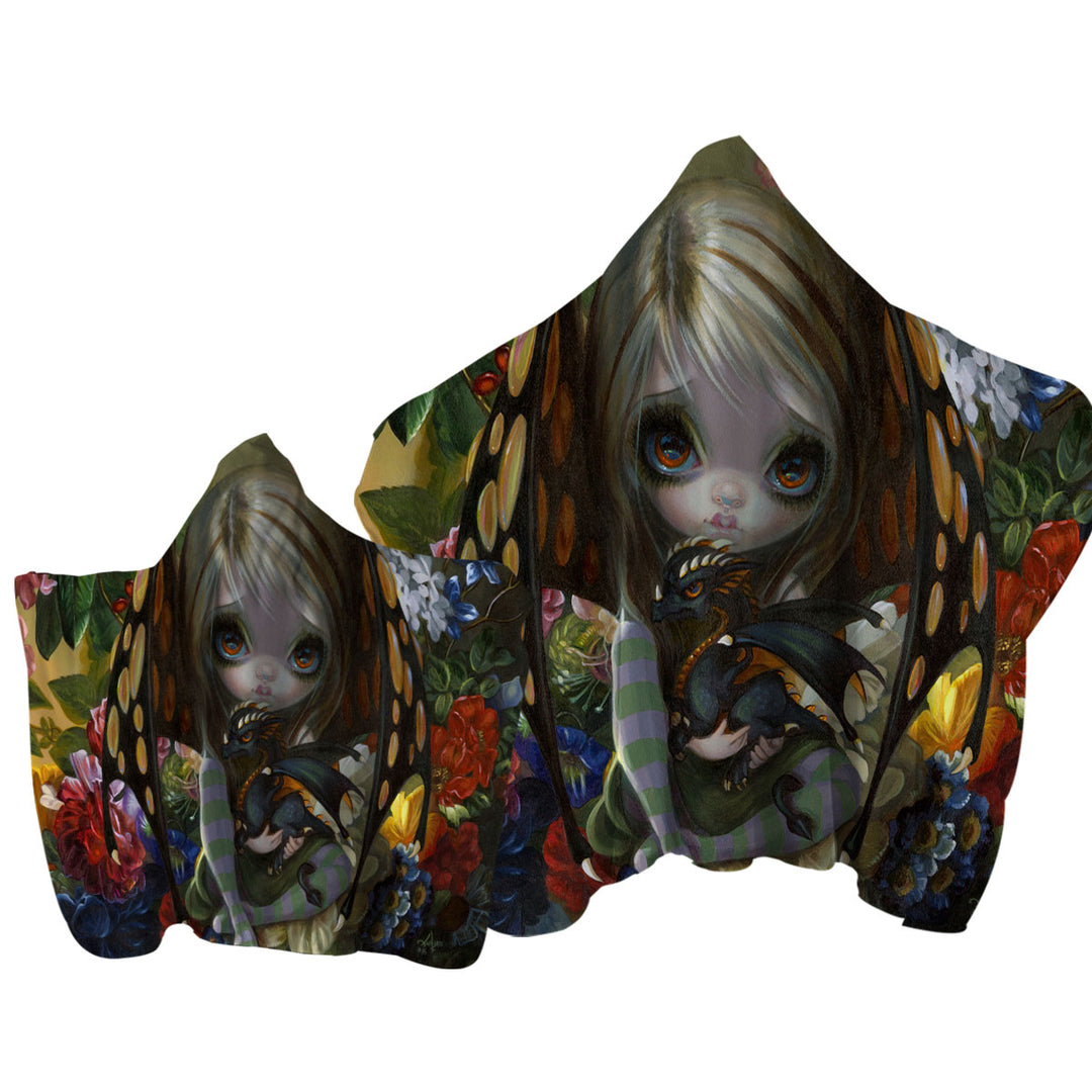 Cute Little Fairy and Flower Dragonling Towel Hoodie