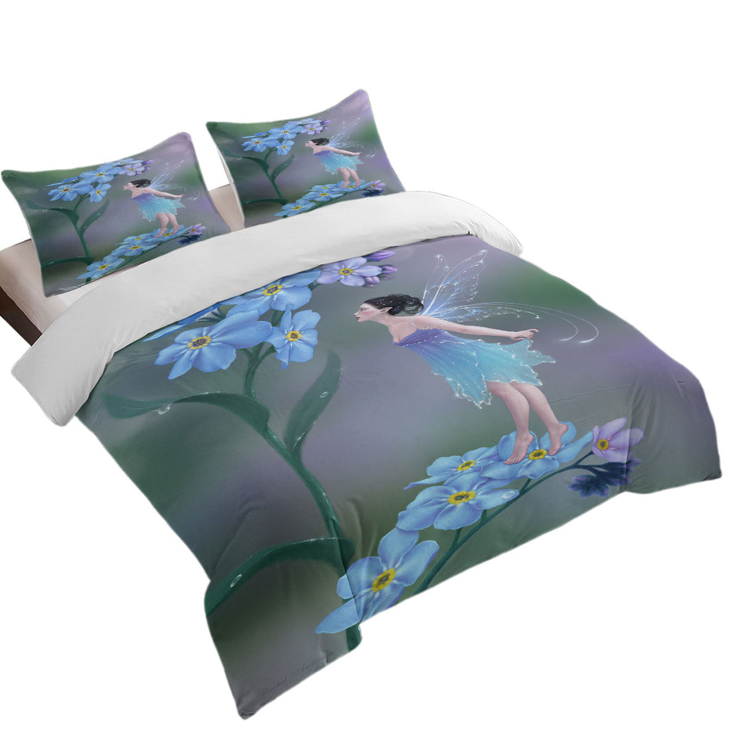 Cute Little Fairy and Purplish Blue Flowers Bed Covers