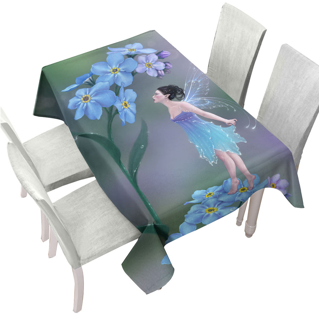 Cute Little Fairy and Purplish Blue Flowers Custom table Covers