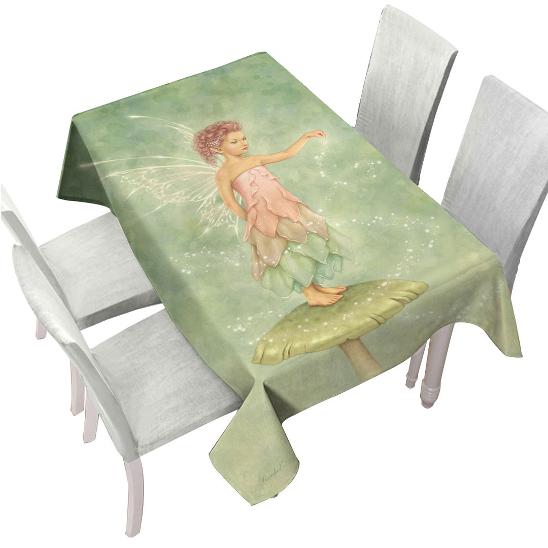 Cute Little Mushroom Fairy with Magical Dust Tablecloth