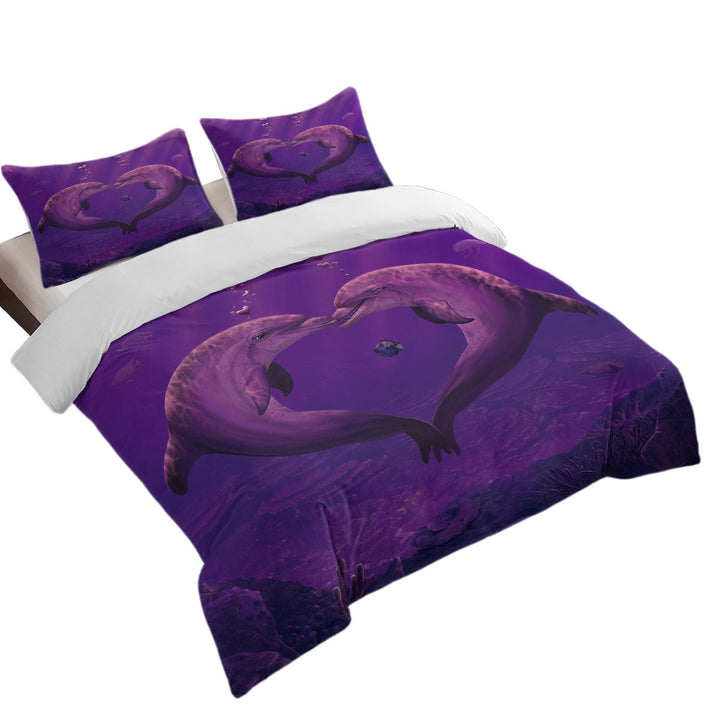 Cute Marine Life Art Heart Shape Dolphins Good Duvet Covers