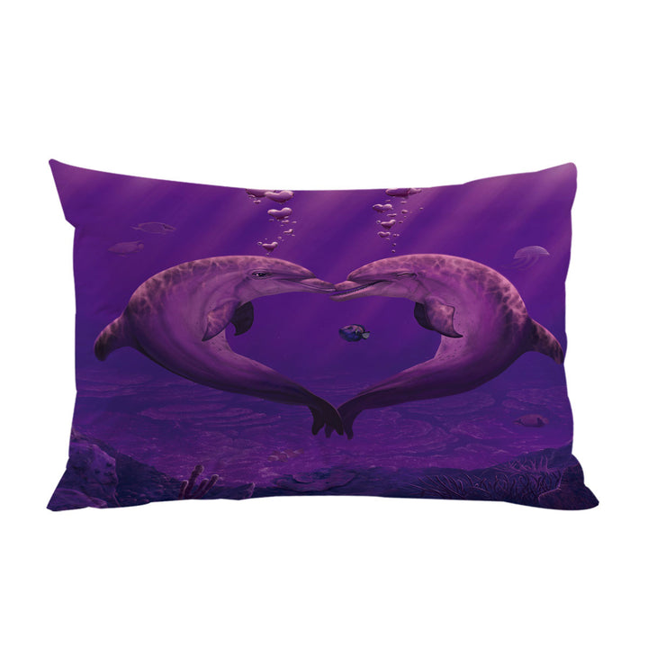 Cute Marine Life Art Heart Shape Dolphins Pillow Case Covers