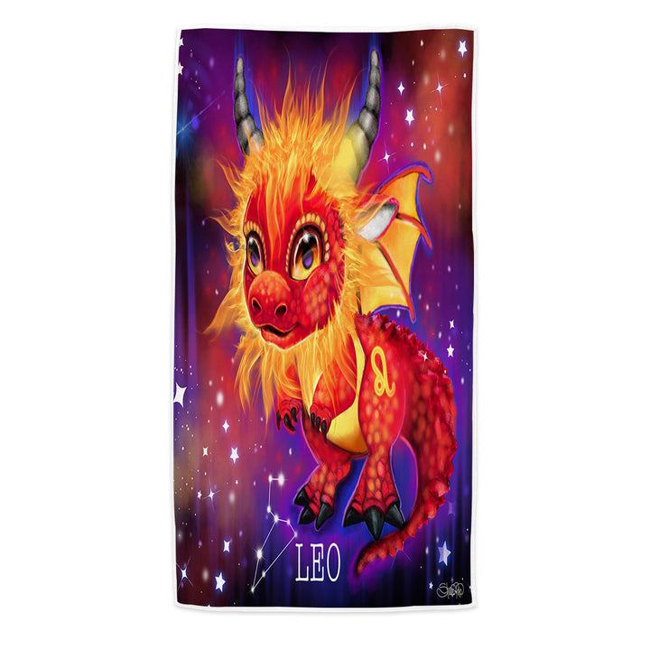 Cute Microfiber Beach Towel Fantasy Art Leo Lil Dragon