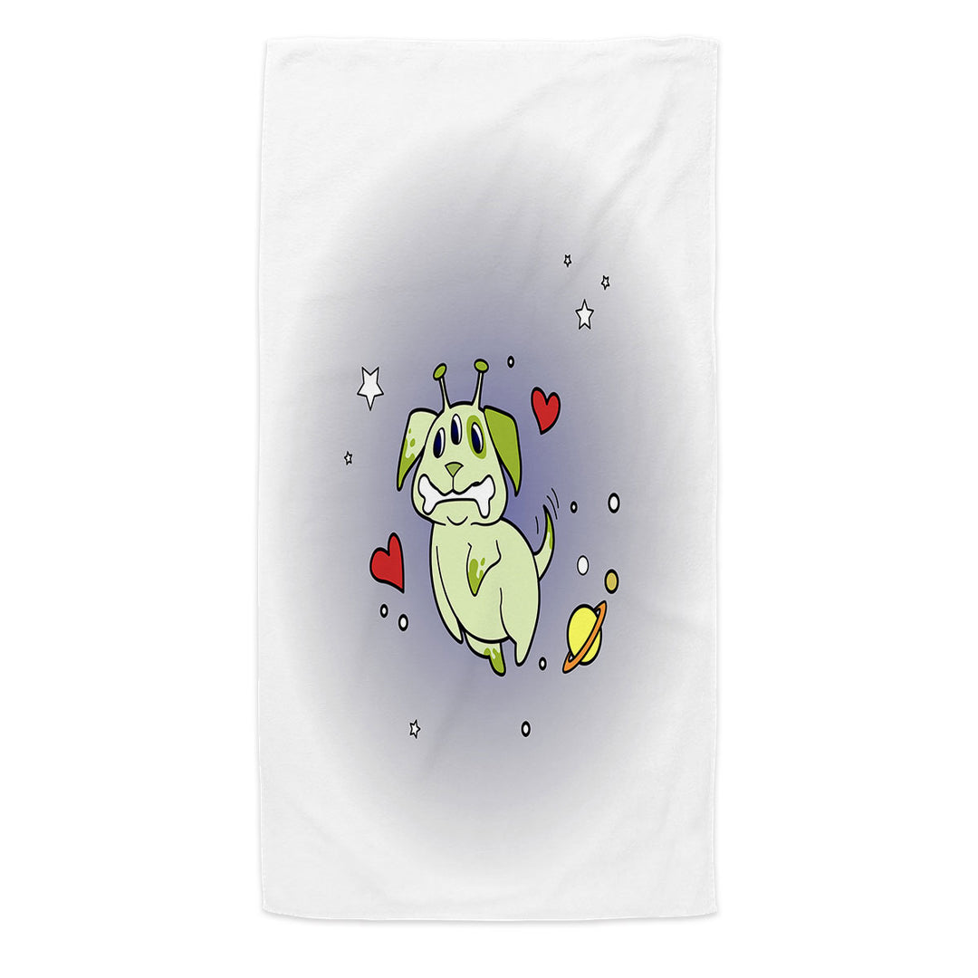 Cute Microfibre Beach Towels Alien Dog in Space