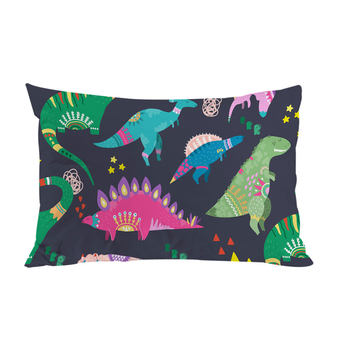 Cute Multi Colored Sleeping Dinosaurs Bed Covers