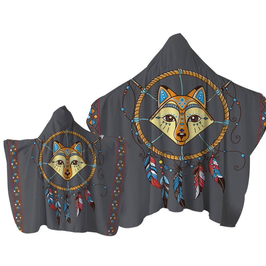 Cute Native Fox Dream Catcher for Kids Towel Hoodie