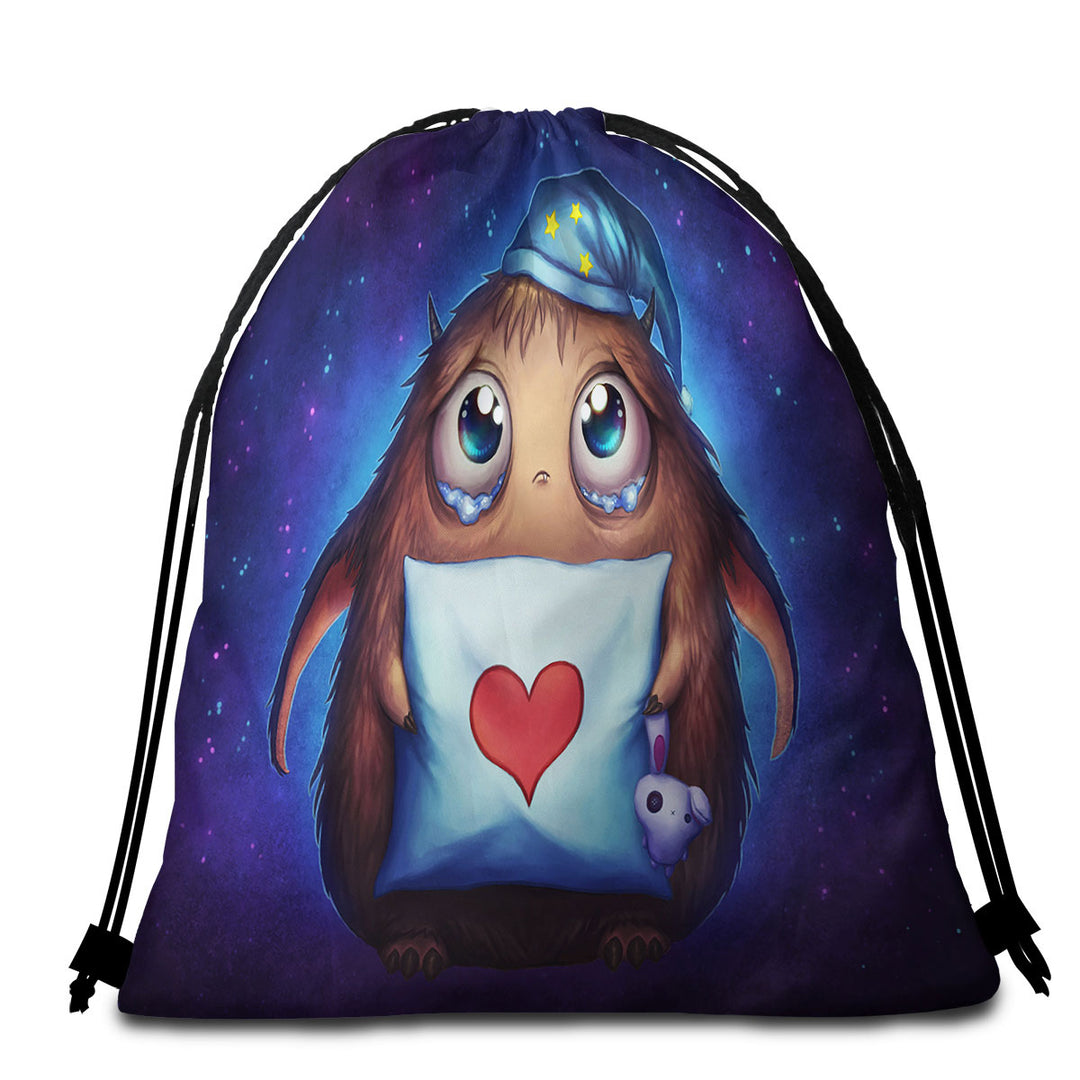 Cute Night Kids Beach Bags and Towels Art Sleepy Alien