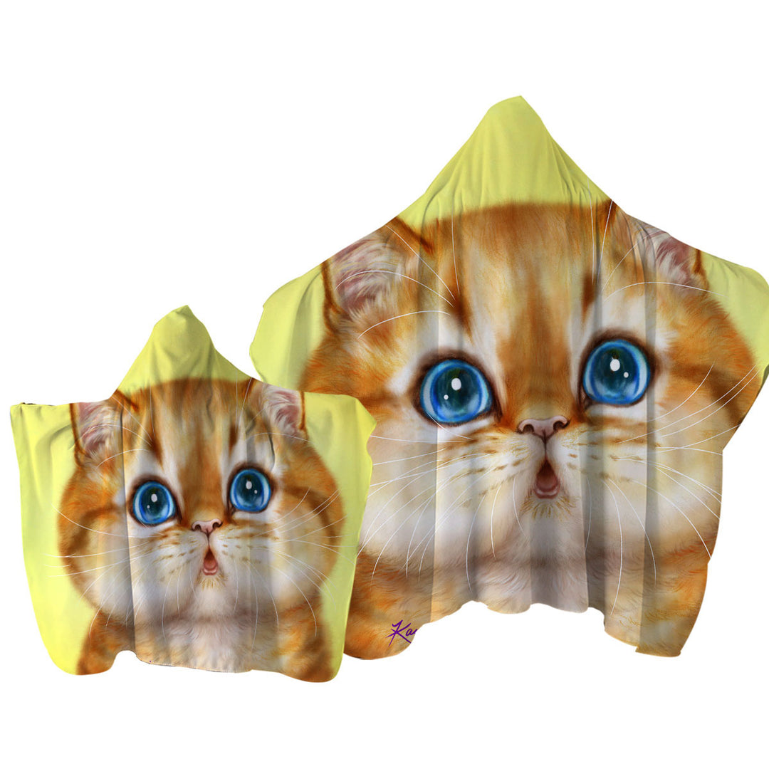 Cute Painted Cats Chubby Ginger Kitten Towel Hoodie