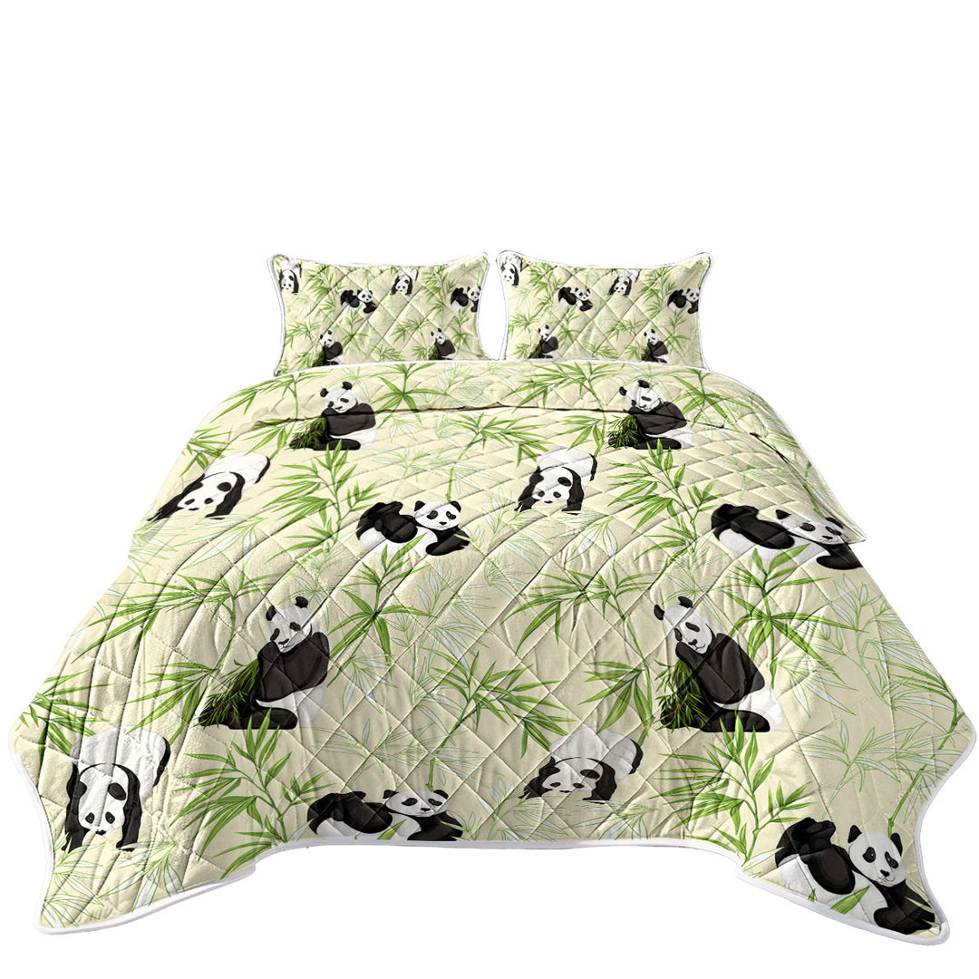 Cute Pandas and Bamboo Coverlets