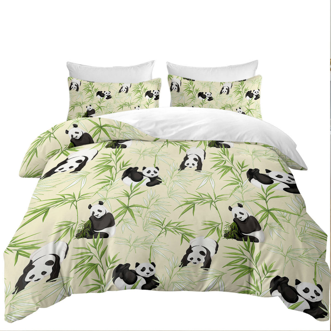 Cute Pandas and Bamboo Duvet Cover