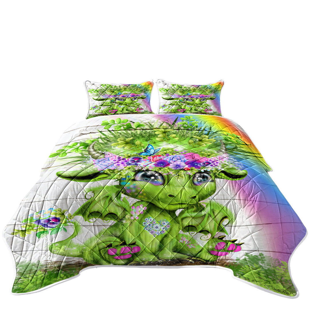 Cute Rainbow Summer Lil Dragon Coverlets