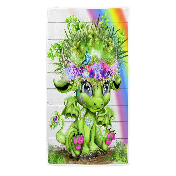 Cute Rainbow Summer Lil Dragon Microfibre Beach Towels