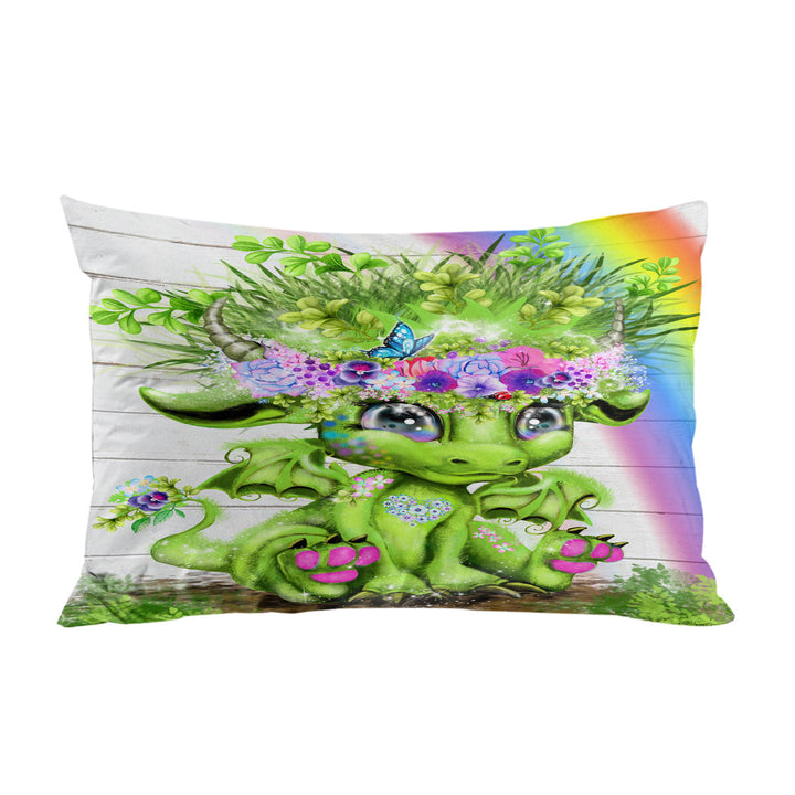 Cute Rainbow Summer Lil Dragon Pillow Case Covers