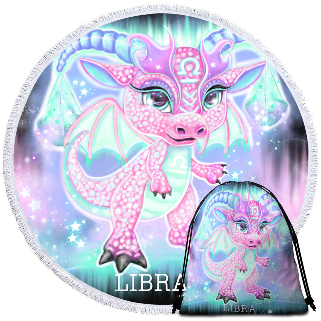 Cute Round Beach Towel Gift Ideas Girly Libra Lil Dragon