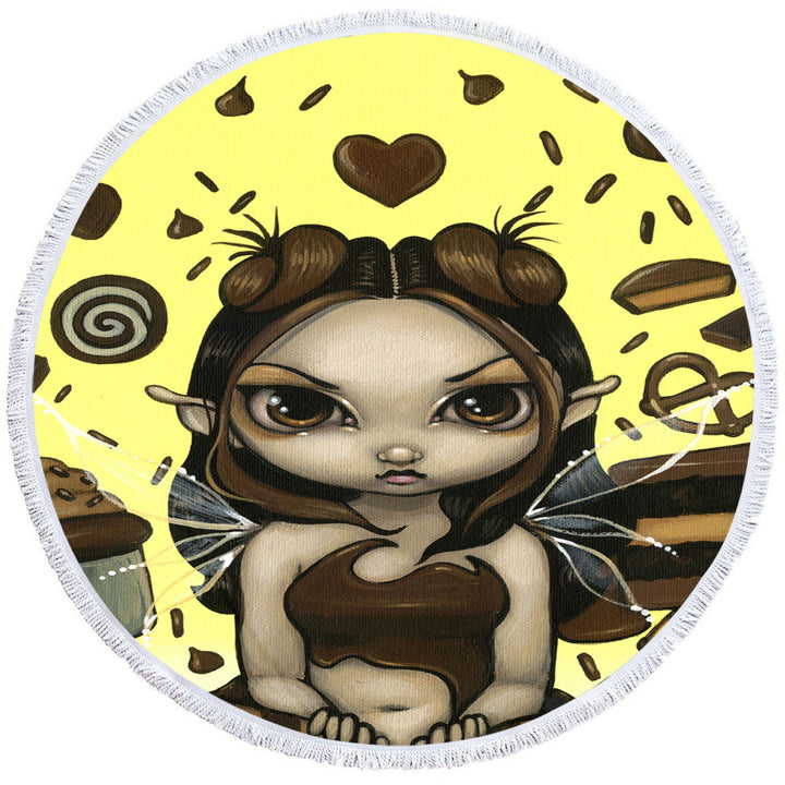 Cute Round Towels Fantasy Favorite Treats Chocolate Fairy