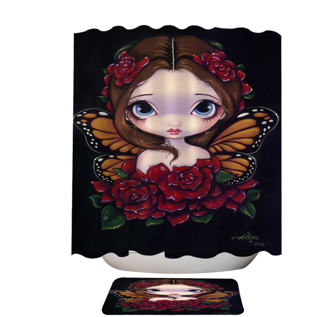 Cute Shower Curtains Girls Painting the Butterfly Rose Fairy