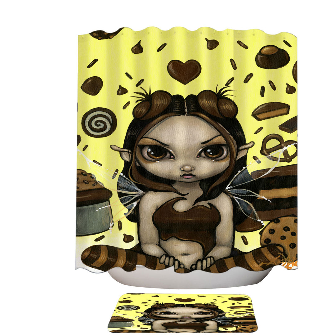 Cute Shower Curtains for Kids Bathroom Fantasy Favorite Treats Chocolate Fairy