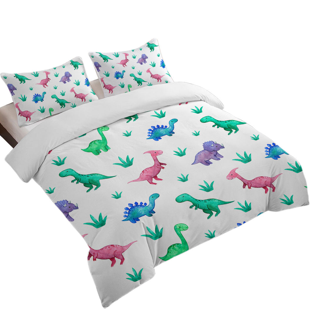 Cute Smiling Dinosaurs for Children Duvet Cover