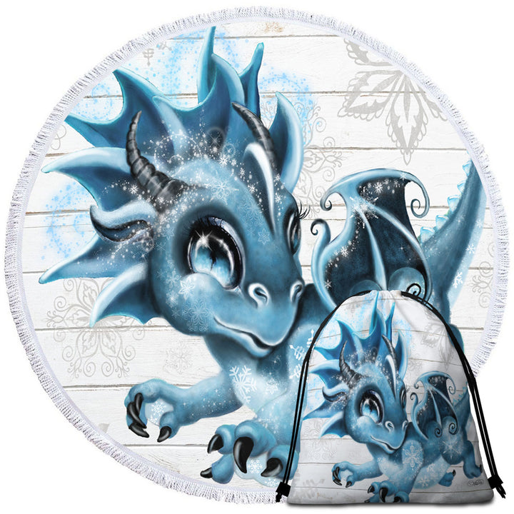 Cute Snowflakes Winter Lil Dragon Boys Beach Towels