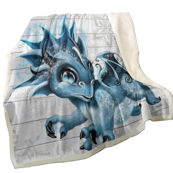 Cute Snowflakes Winter Lil Dragon Couch Throws